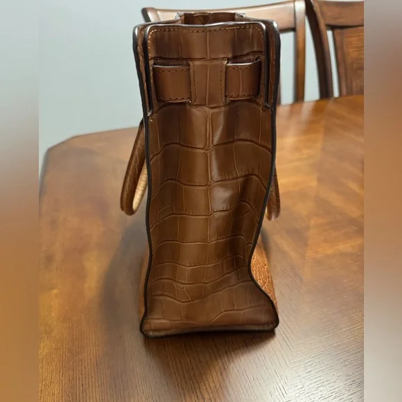 Vintage Michael Kors Tan Leather Crocodile Embossed Handbag